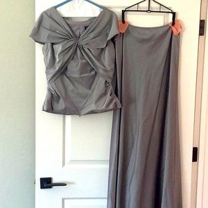 Adrianna Papell 2 piece, floor length medium grey mother of bride dress
